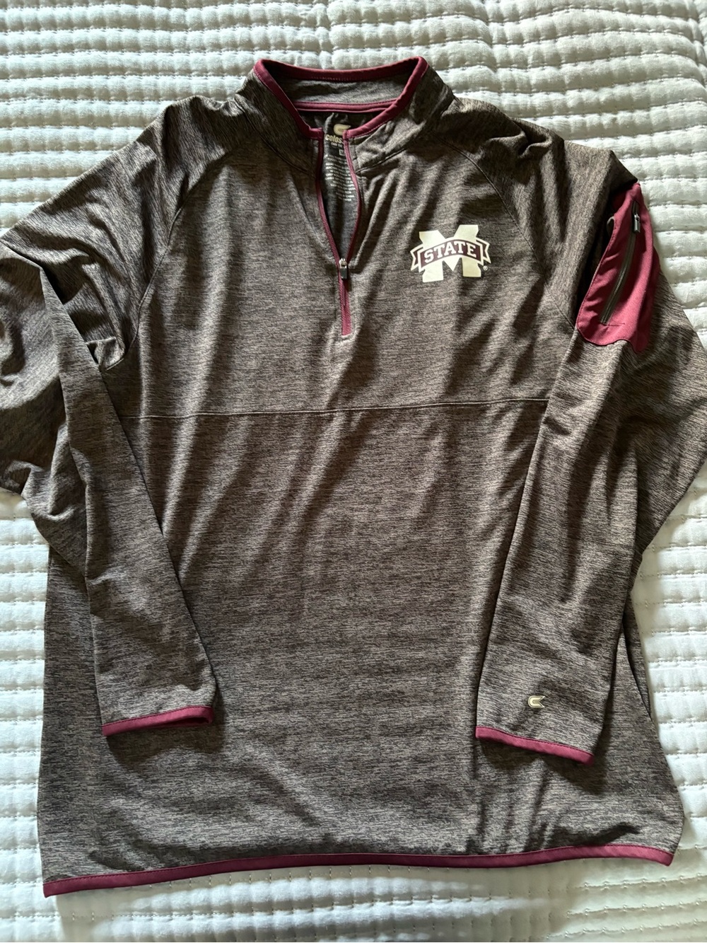 Colosseum Men's Maroon and Gray Quarter-Zip Pullover